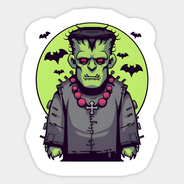 Frankenstein T-shirt Designs for Halloween Sticker by ragil_studio